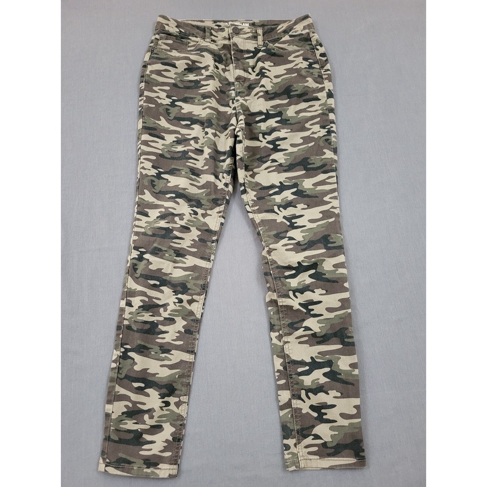 NO BOUNDARIES High Rise Skinny‎ Camo Pants Womens Size 13 Green Khaki Boho
